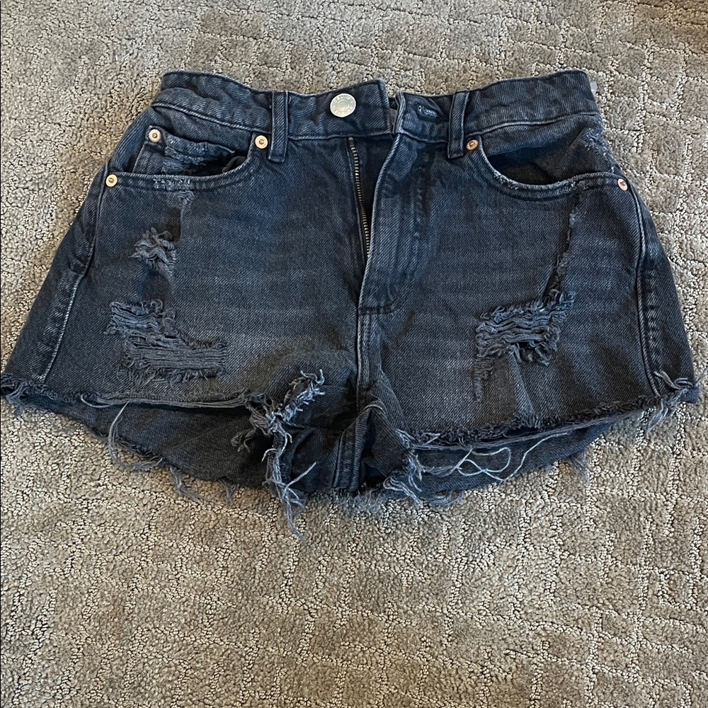 Garage black denim festival jean shorts